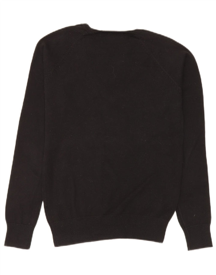 Zara Womens V-Neck Jumper Sweater UK 14 Medium Black Cotton