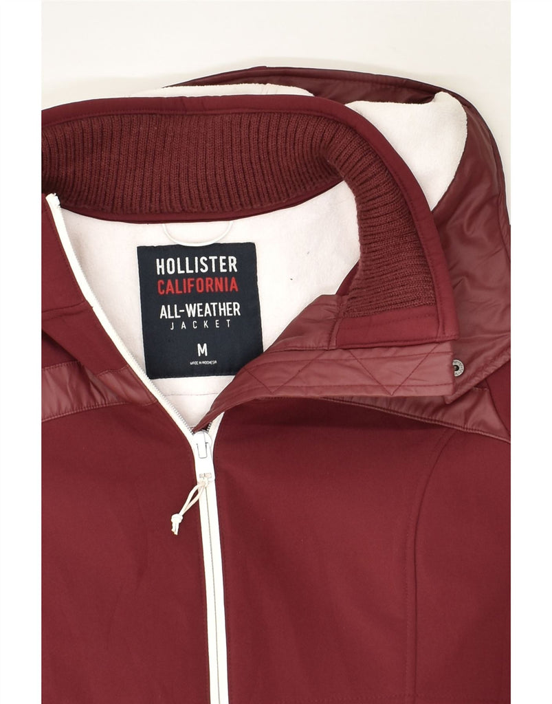 HOLLISTER Womens Hooded Windbreaker Jacket UK 14 Medium Maroon Polyester | Vintage Hollister | Thrift | Second-Hand Hollister | Used Clothing | Messina Hembry 
