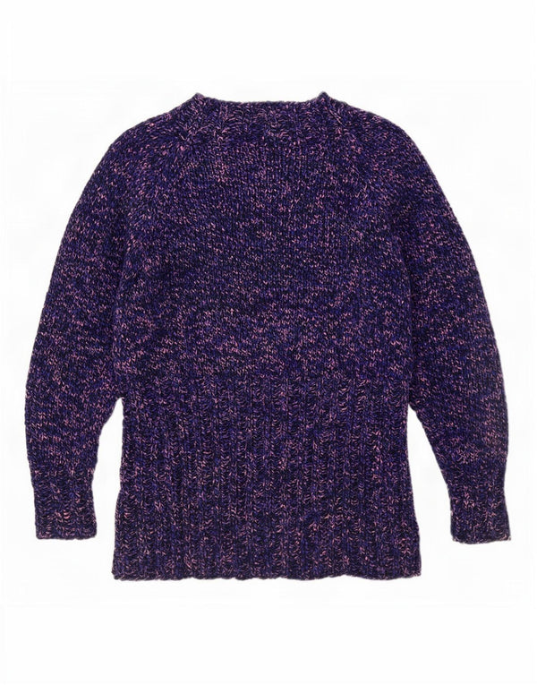 Vintage Womens Turtle Neck Jumper Sweater UK 12 Medium Purple Flecked
