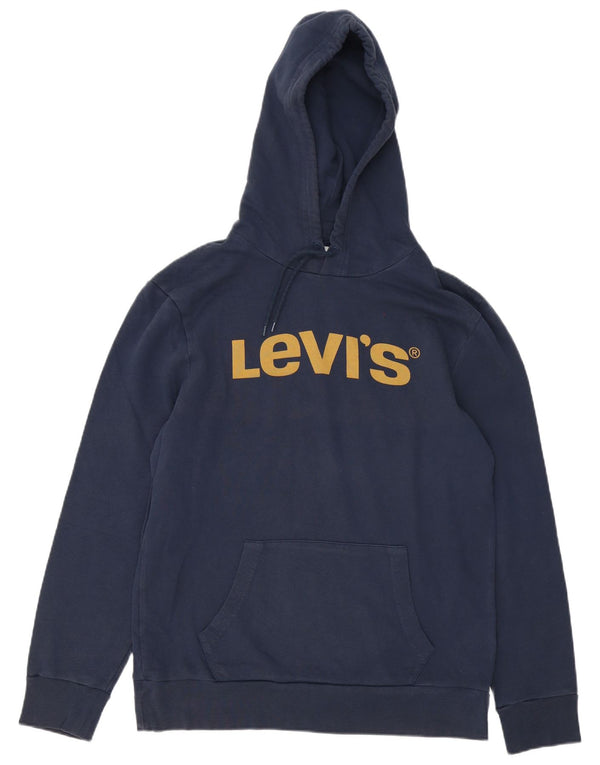 Levi's Mens Graphic Hoodie Jumper Large Navy Blue Cotton