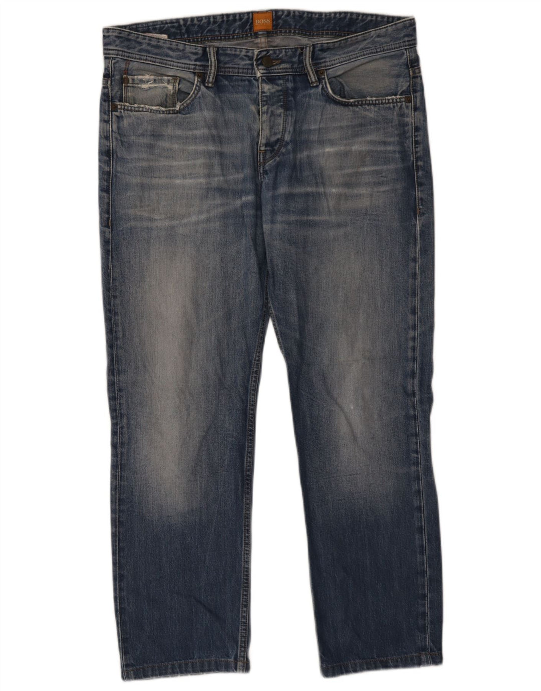 Hugo Boss Mens Straight Jeans W34 L27 Blue Cotton