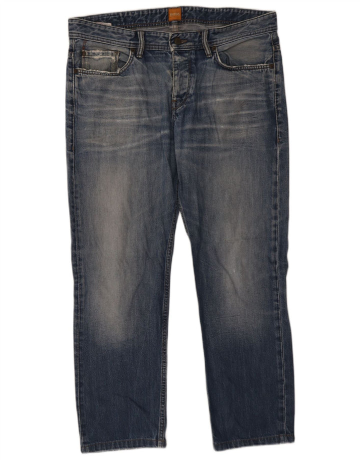 Hugo Boss Mens Straight Jeans W34 L27 Blue Cotton