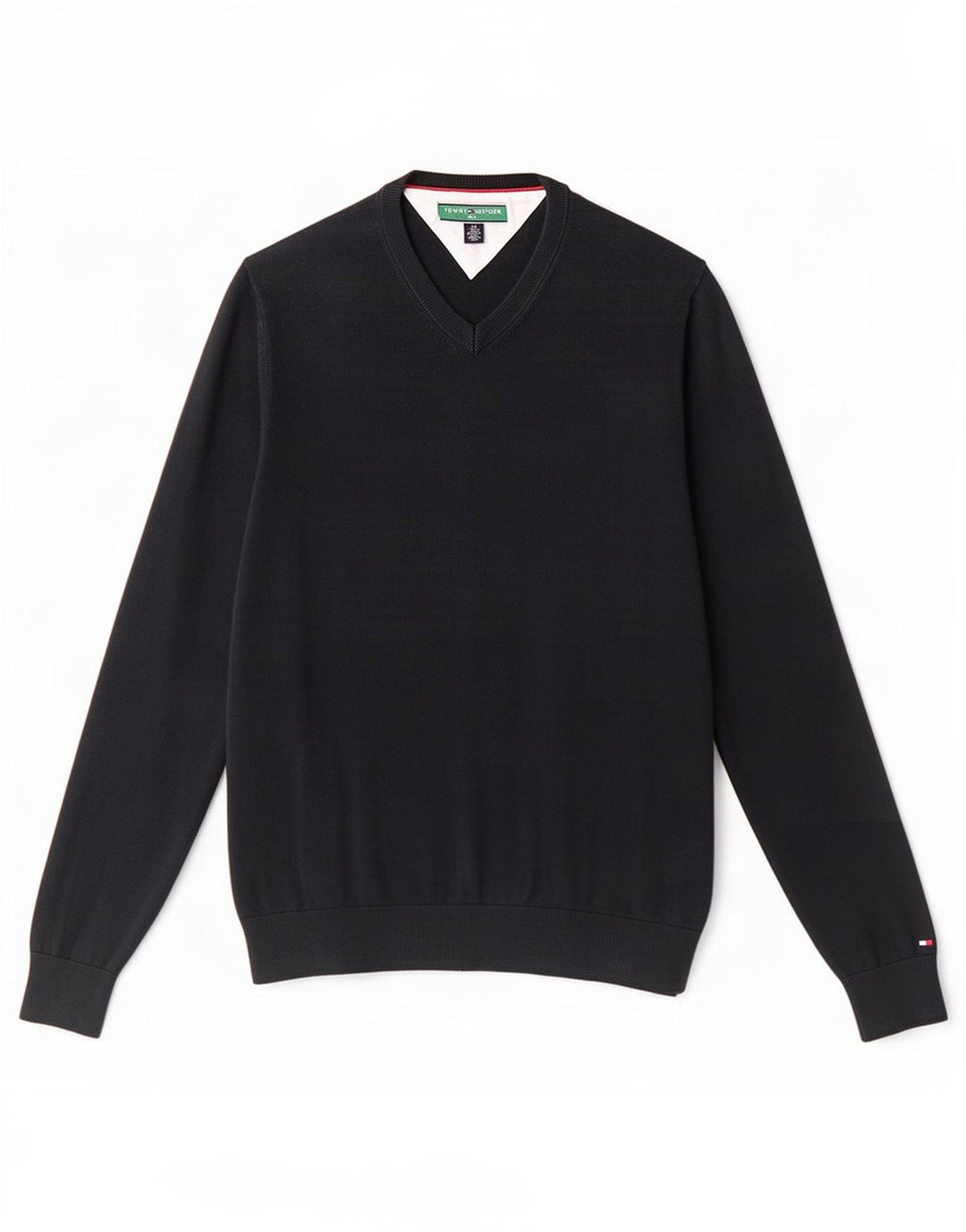 Tommy Hilfiger Mens Golf V-Neck Jumper Sweater Small Black Cotton