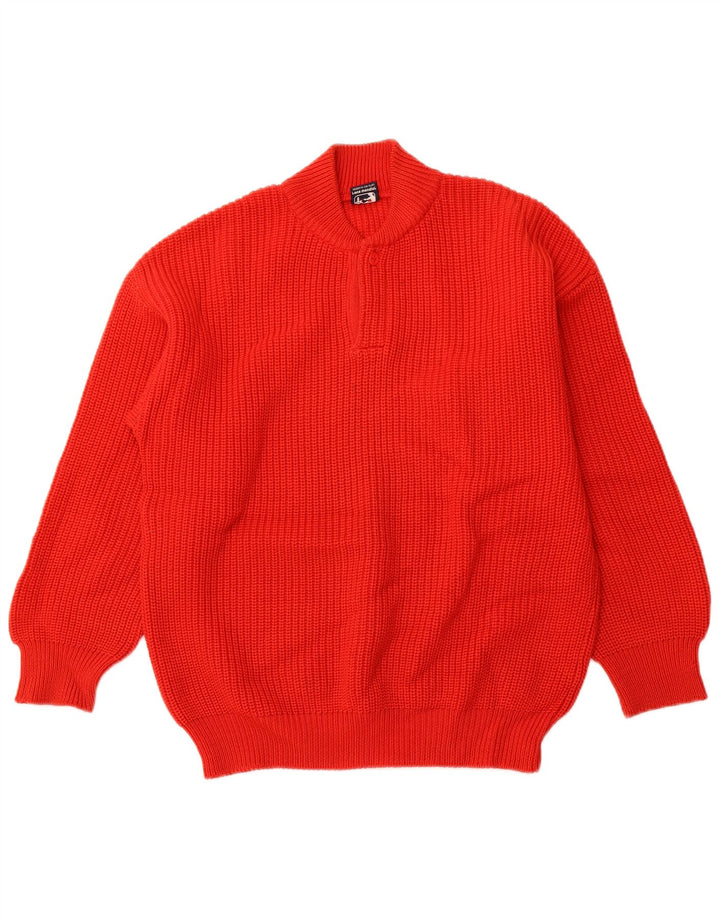 PANCARI Mens Button Neck Jumper Sweater IT 48 Medium Red New Wool