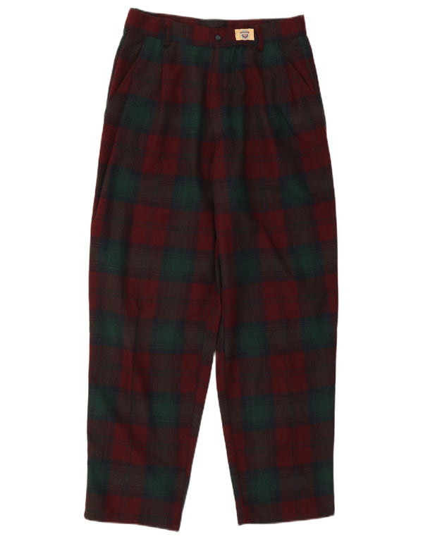 Greyhound Mens Loose Fit Casual Trousers IT 46 Small W28 L28 Burgundy Check