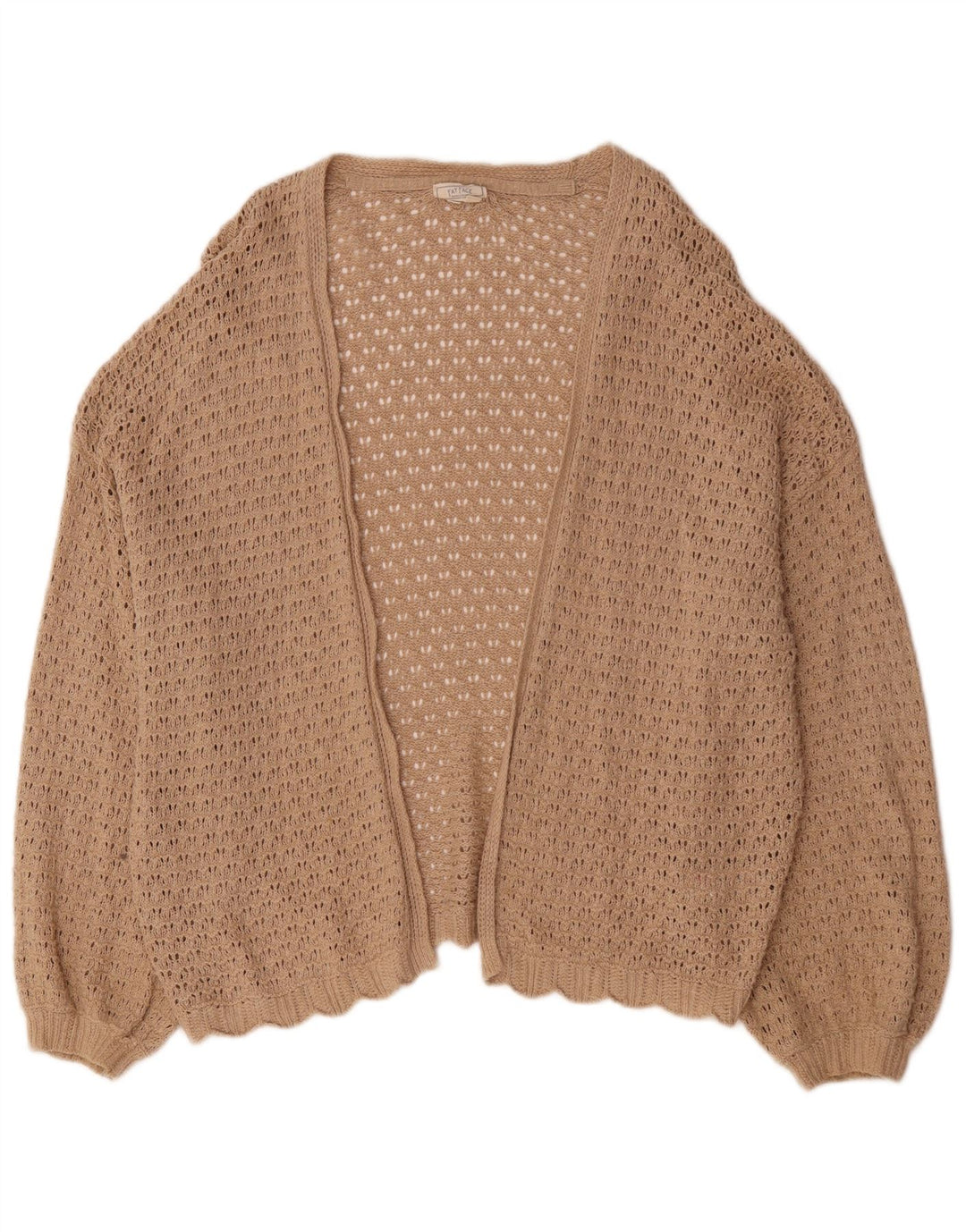 Zara Womens Oversized Open Cardigan Sweater UK 16 Large Beige Cotton