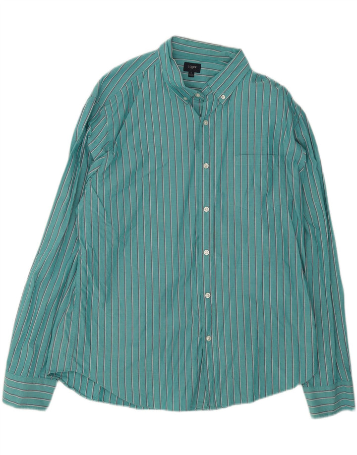 J. CREW Mens Shirt XL Turquoise Striped Cotton Vintage J. Crew and Second-Hand J. Crew from Messina Hembry 