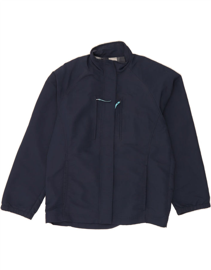 NIKE Womens Oversized Rain Jacket US 4/6 Small Navy Blue Nylon Vintage Nike and Second-Hand Nike from Messina Hembry 