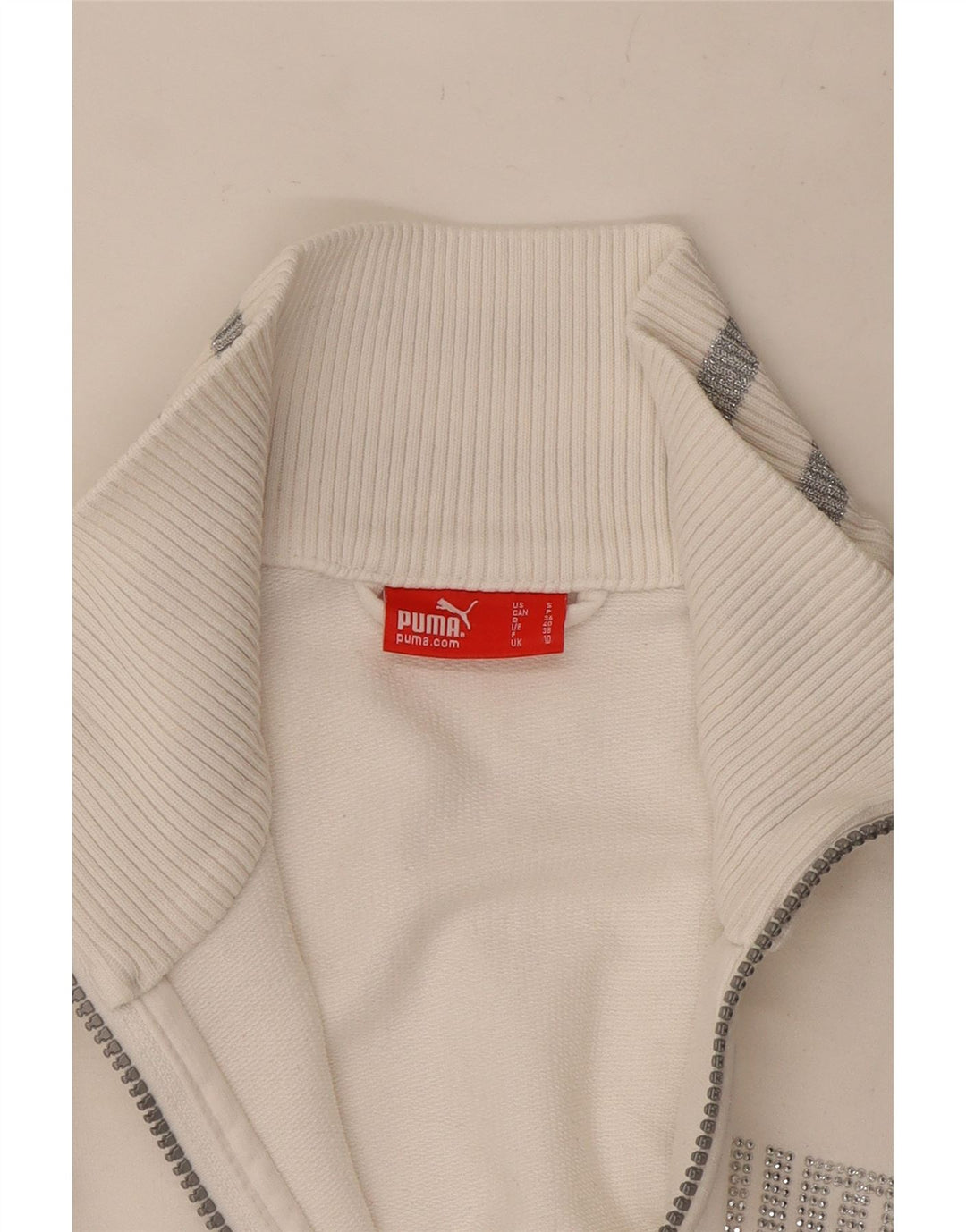Puma Womens Tracksuit Top Jacket UK 10 Small White