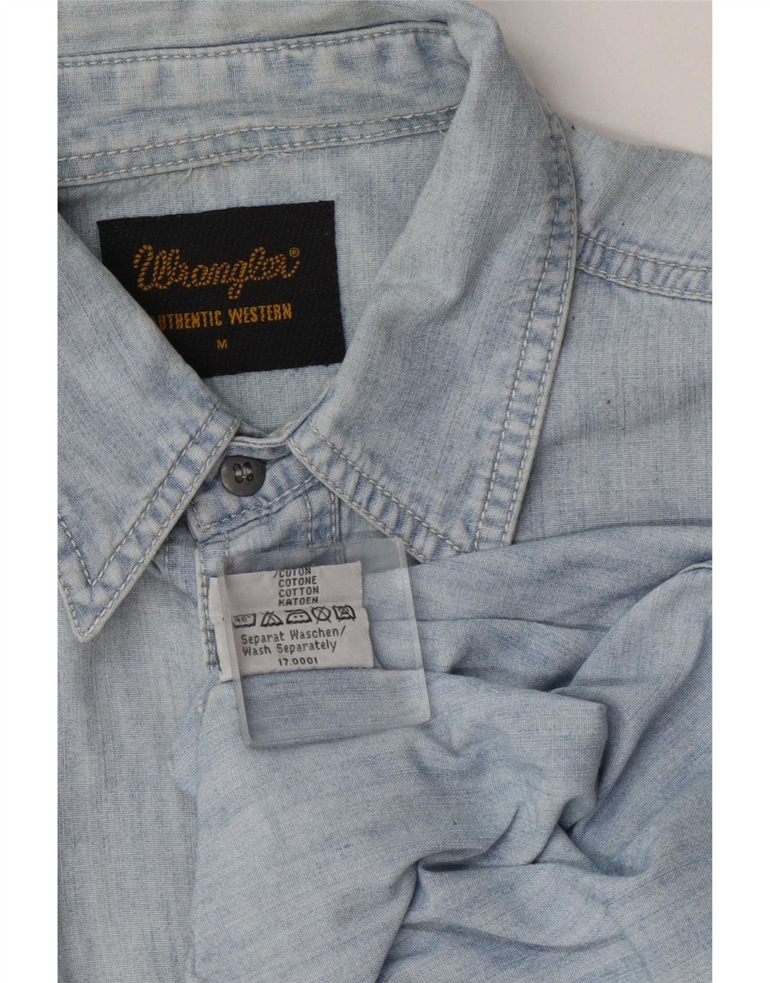 Wrangler Mens Denim Shirt Medium Blue Cotton