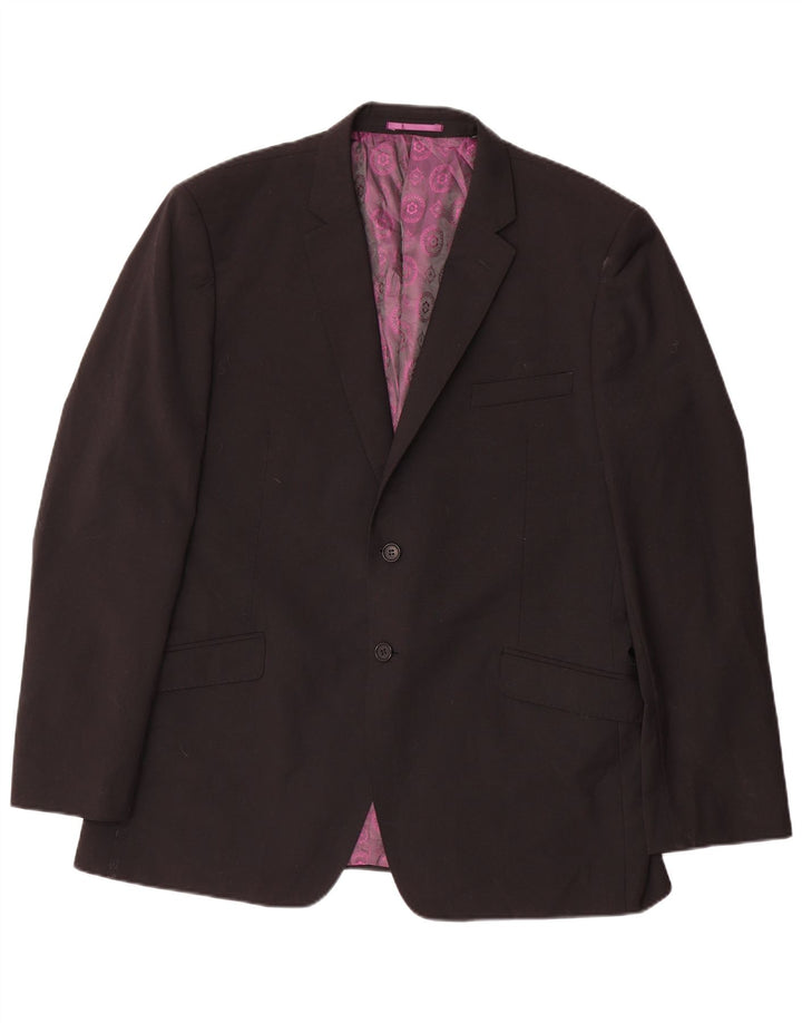 Ted Baker Mens Long 2 Button Regular Fit Blazer Jacket UK 44 2XL Black Wool
