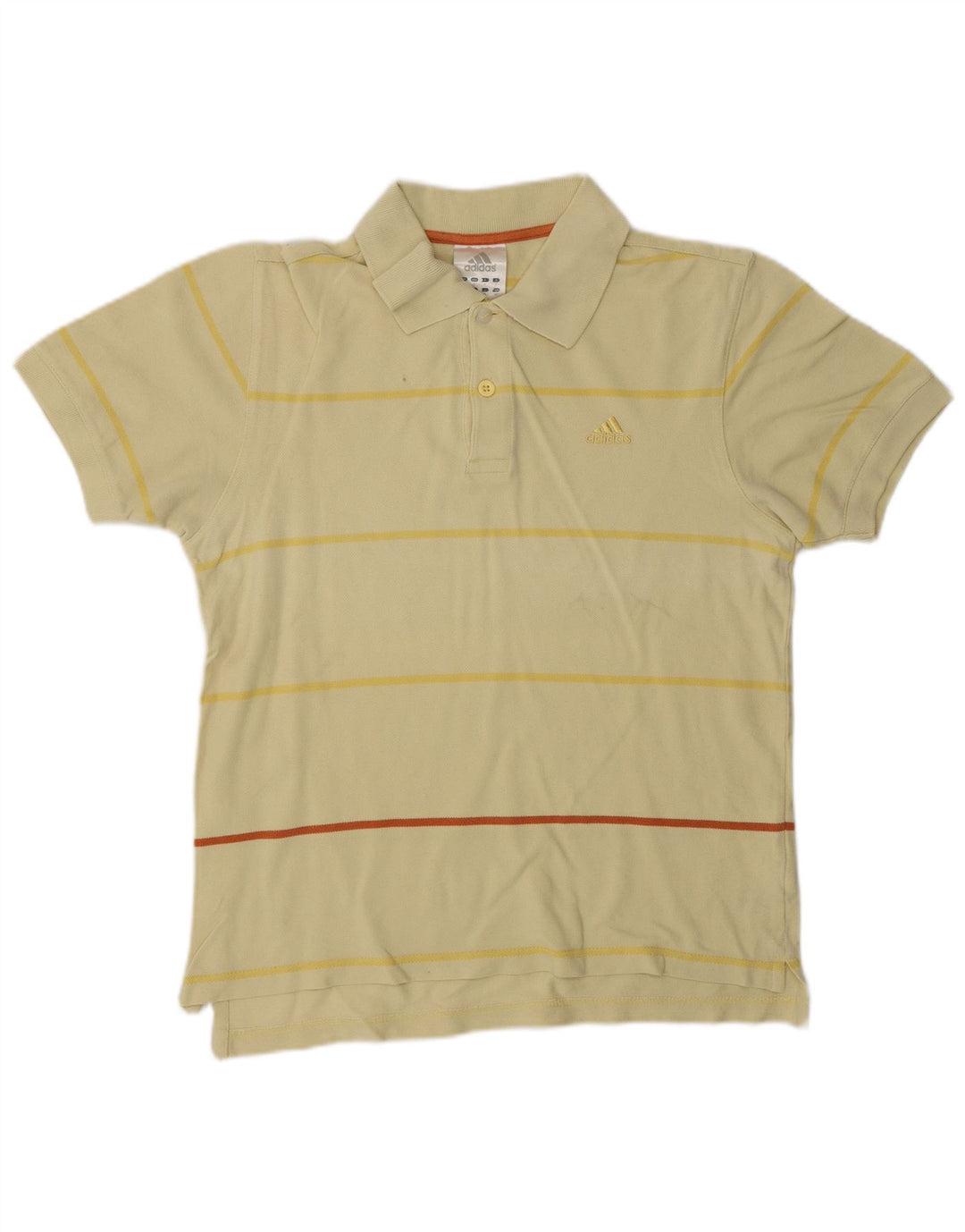Adidas Mens Polo Shirt Small Yellow Striped Cotton