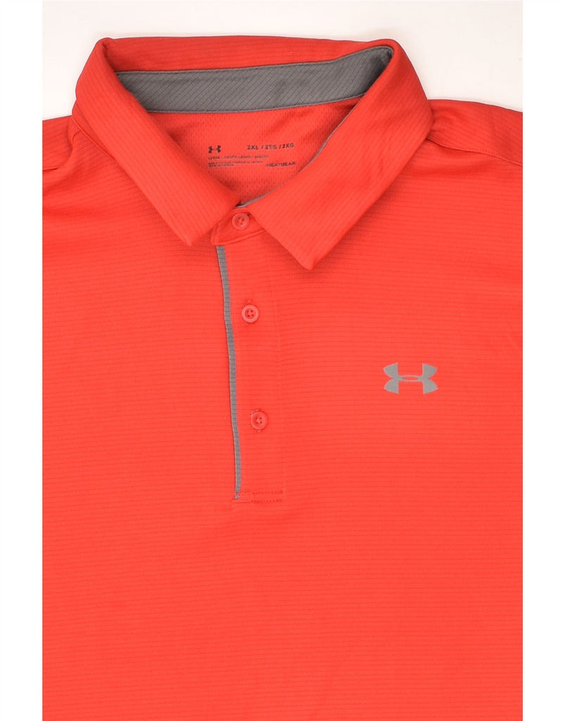 UNDER ARMOUR Mens Heat Gear Polo Shirt 2XL Red Polyester | Vintage Under Armour | Thrift | Second-Hand Under Armour | Used Clothing | Messina Hembry 