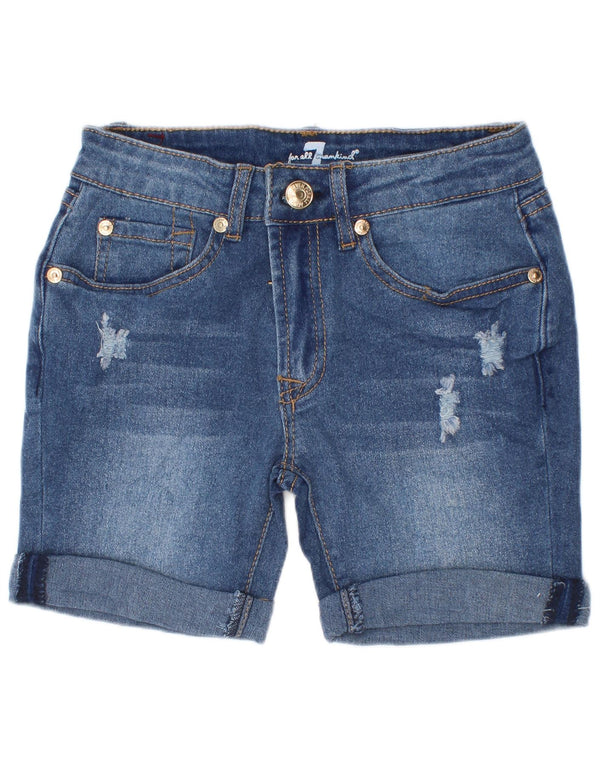 7 For All Mankind Boys Distressed Denim Shorts 9-10 Years W22 Blue Cotton