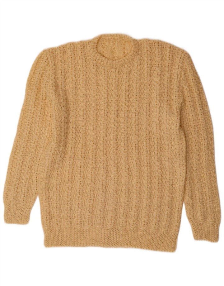 VINTAGE Womens Crew Neck Jumper Sweater UK 10 Small Yellow