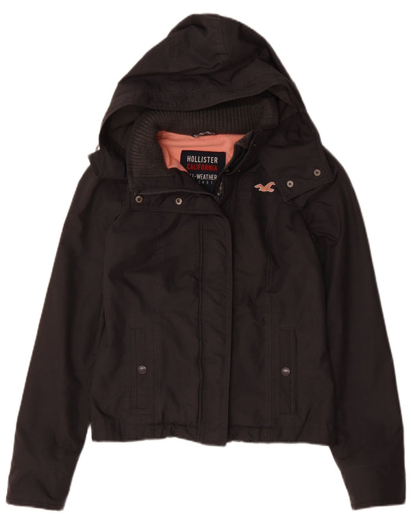 Hollister Womens Hooded Windbreaker Jacket UK 6 XS Grey Polyester