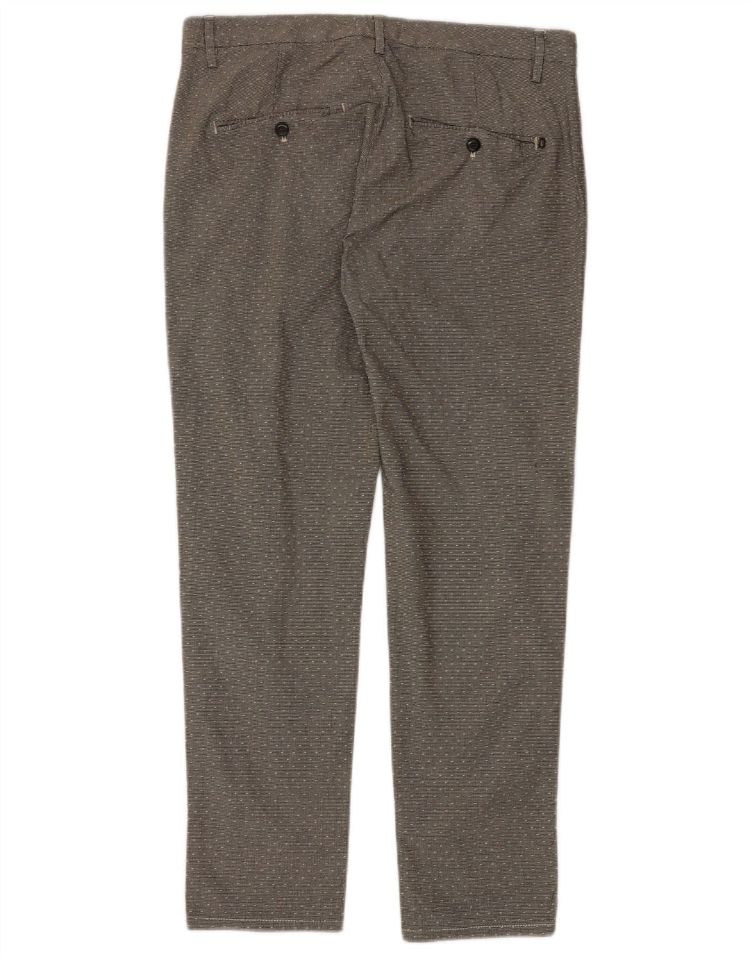 Dondup Mens Slim Chino Trousers W35 L30 Grey Houndstooth Cotton