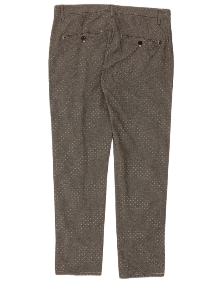 Dondup Mens Slim Chino Trousers W35 L30 Grey Houndstooth Cotton