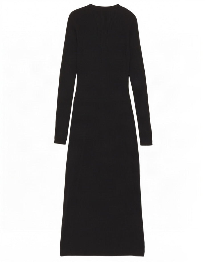 Massimo Dutti Womens Long Sleeve Jumper Dress UK 8 Small Black Wool