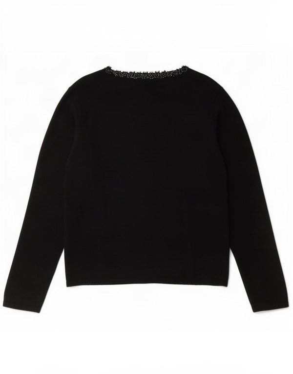 Marks & Spencer Womens V-Neck Jumper Sweater UK 16 Large Black Viscose