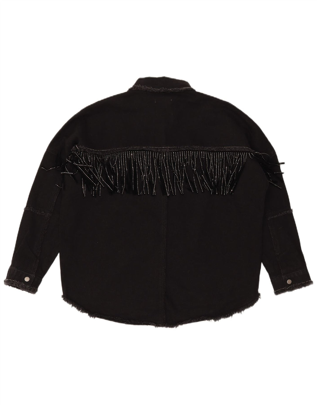 ZARA Womens Oversized Denim Jacket UK 6 XS Black Cotton