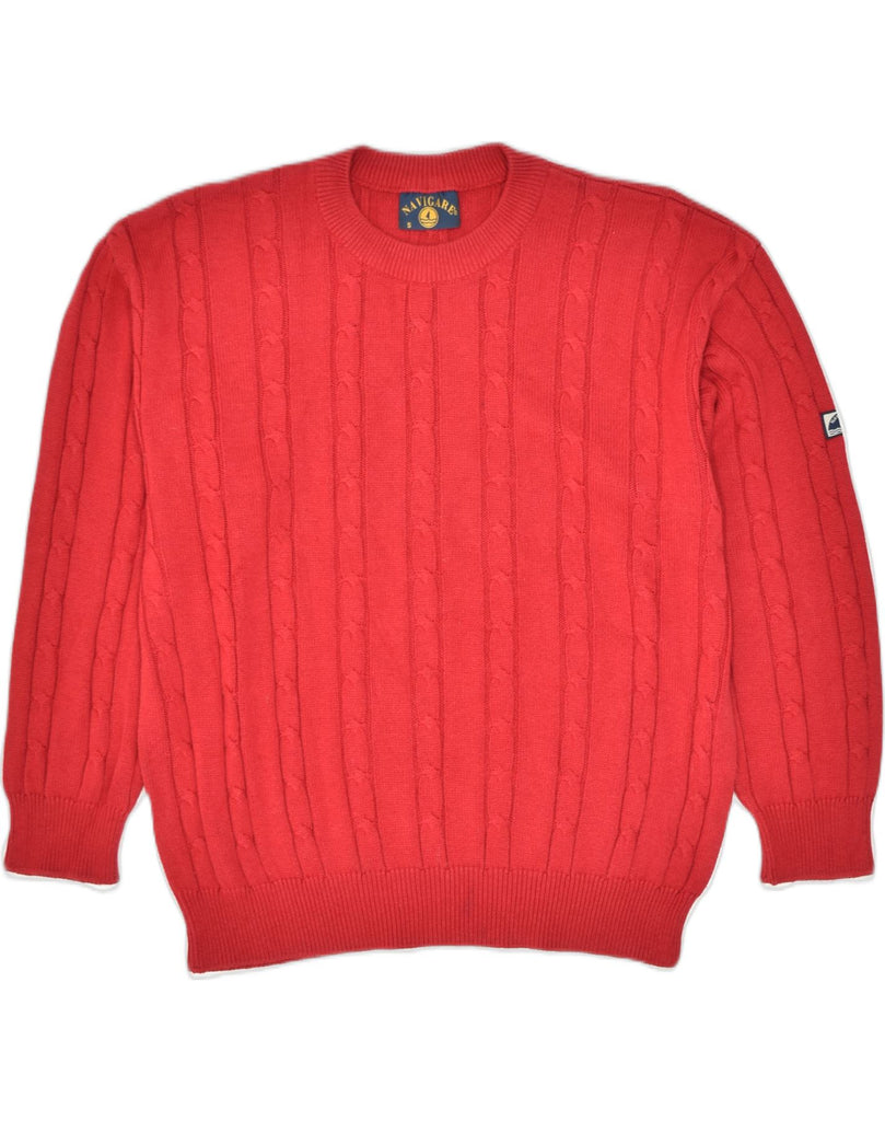 NAVIGARE Mens Crew Neck Jumper Sweater Small Red Cotton | Vintage Navigare | Thrift | Second-Hand Navigare | Used Clothing | Messina Hembry 