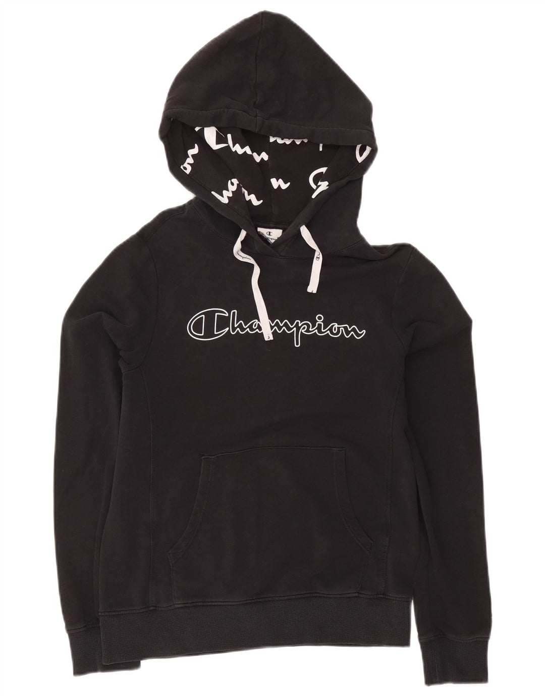 Champion Mens Graphic Hoodie Jumper Small Black