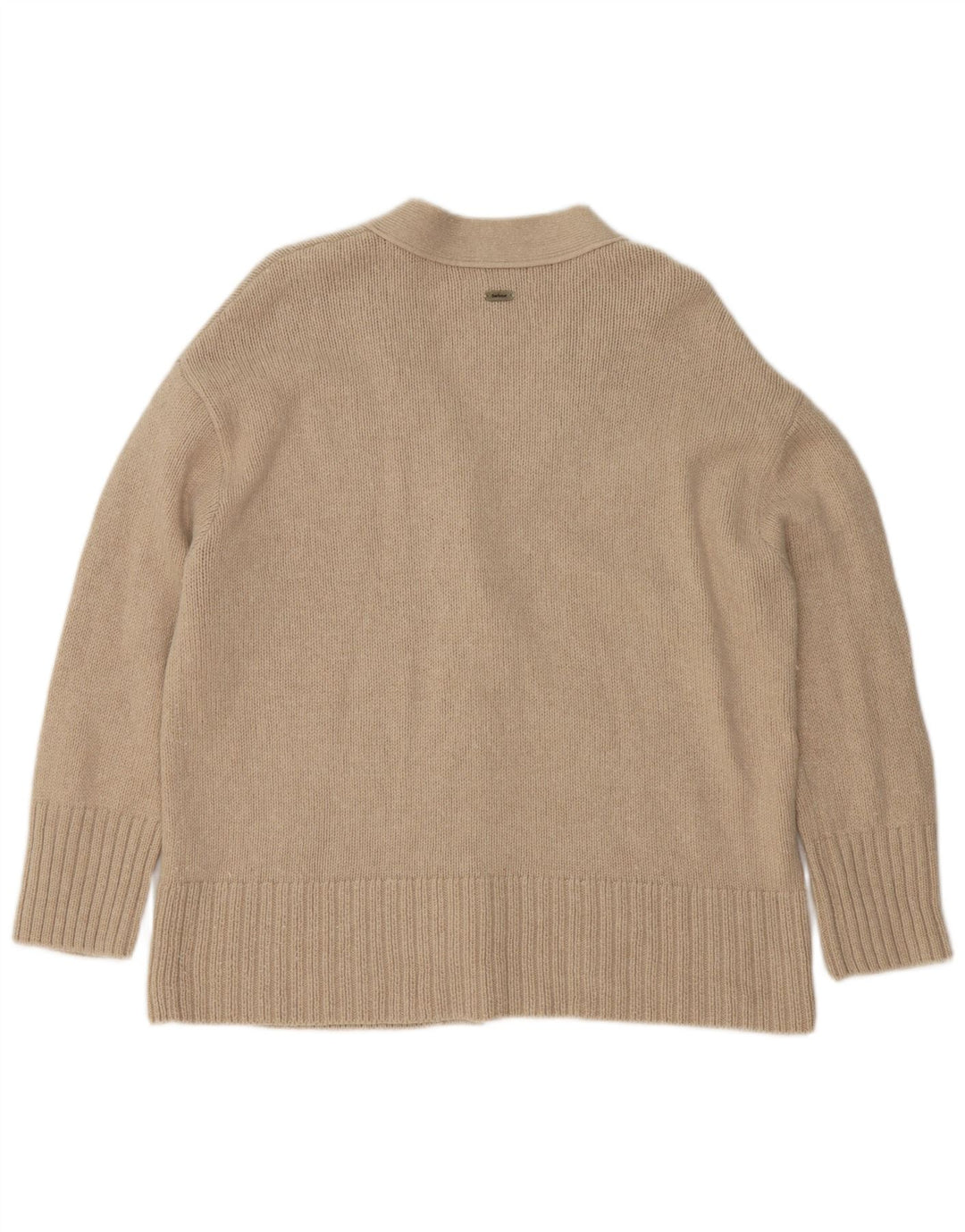 Barbour Womens Oversized Cardigan Sweater UK 10 Small Beige Cotton