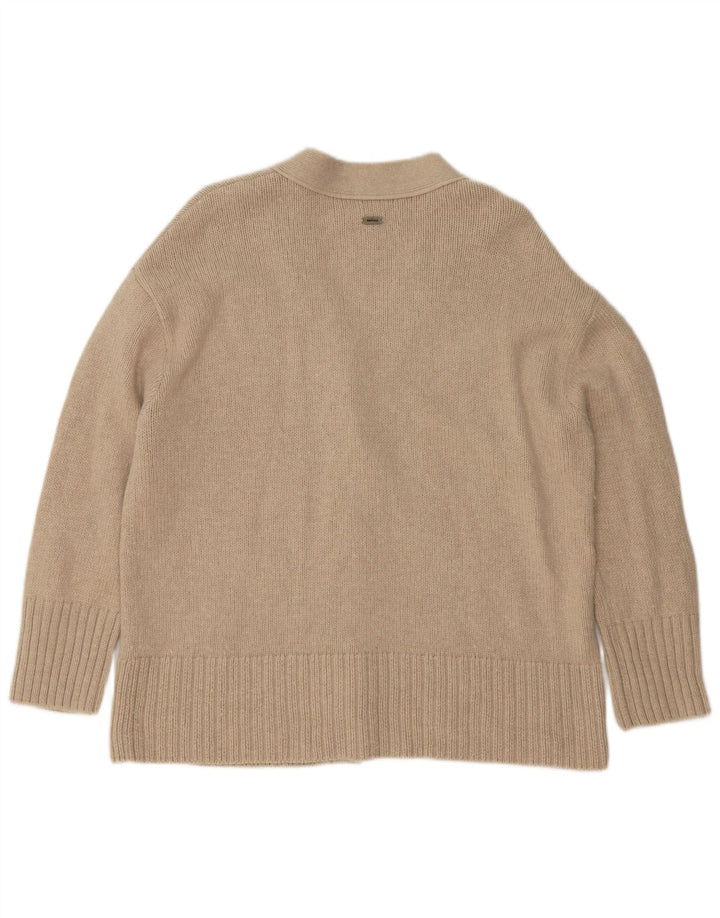 Barbour Womens Oversized Cardigan Sweater UK 10 Small Beige Cotton