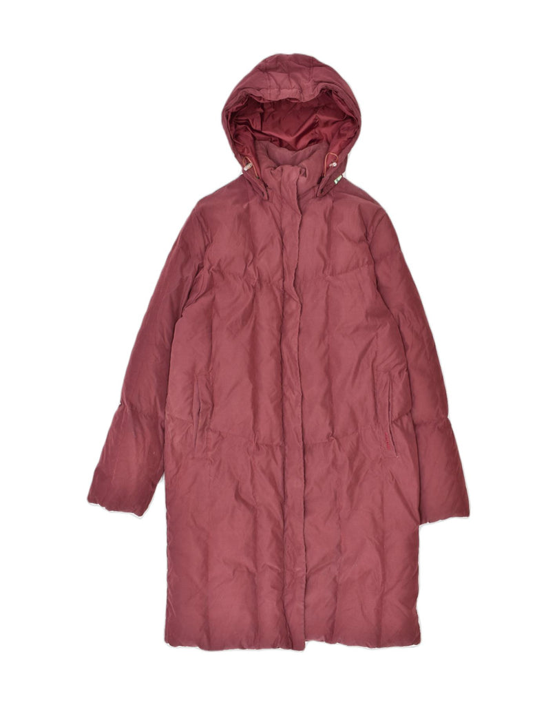 INVICTA Womens Loose Fit Hooded Padded Coat UK 14 Medium Maroon Polyester | Vintage | Thrift | Second-Hand | Used Clothing | Messina Hembry 