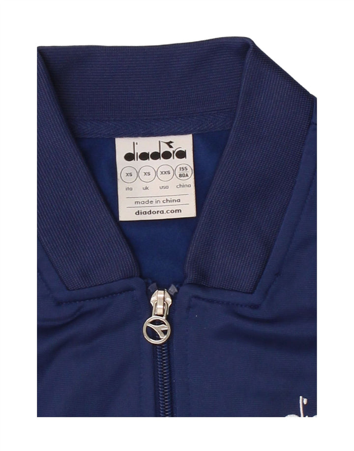 DIADORA Womens Graphic Tracksuit Top Jacket UK 6 XS Navy Blue Polyester