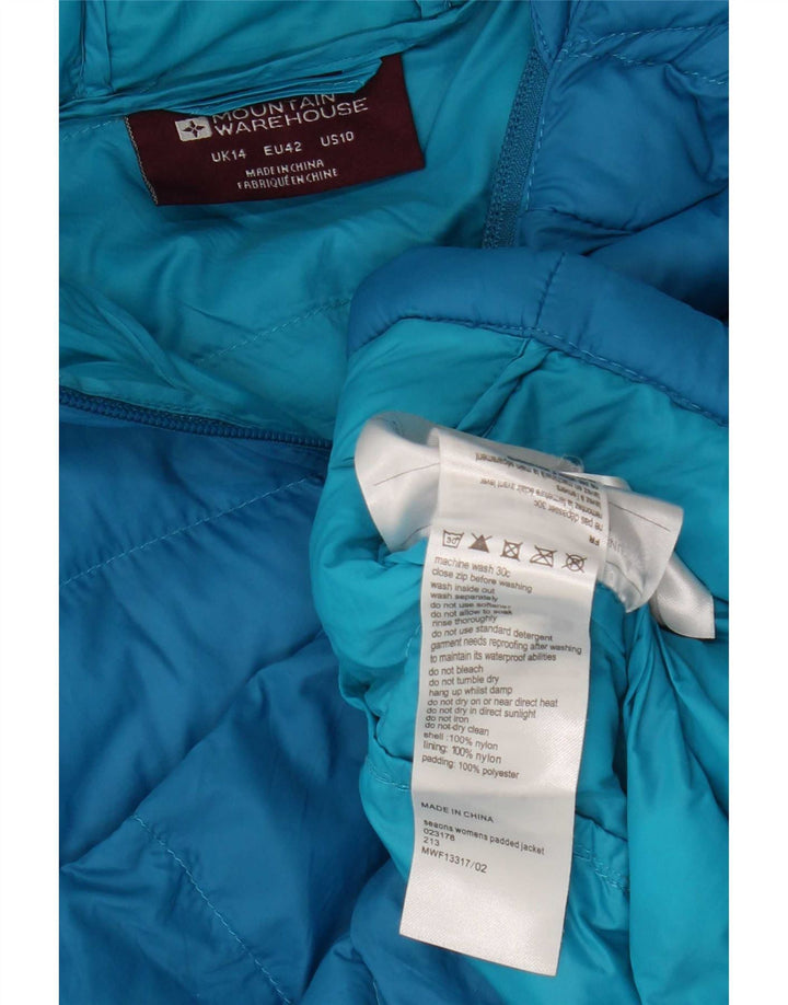 Mountain Warehouse Womens Hooded Padded Jacket UK 14 Large Blue Nylon