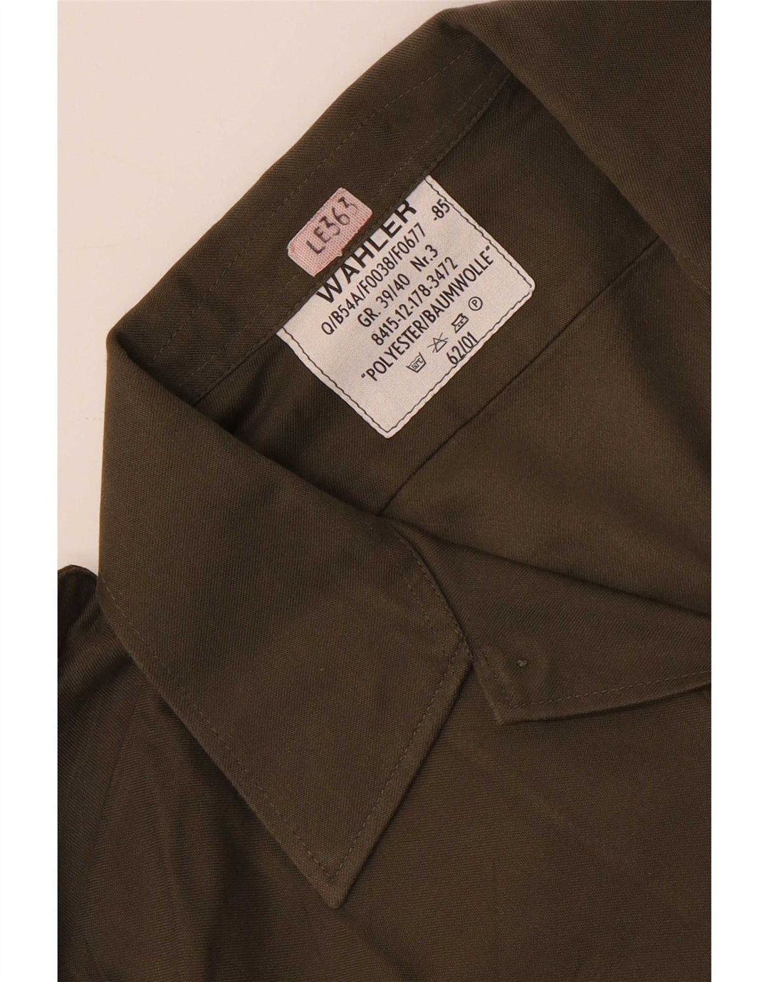 Vintage Mens Military Shirt Size 39/40 Medium Khaki Polyester