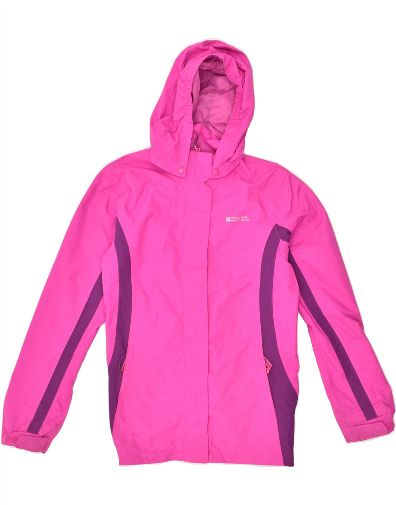 MOUNTAIN WAREHOUSE Girls Hooded Rain Jacket 12-13 Years Pink Colourblock | Vintage Mountain Warehouse | Thrift | Second-Hand Mountain Warehouse | Used Clothing | Messina Hembry 