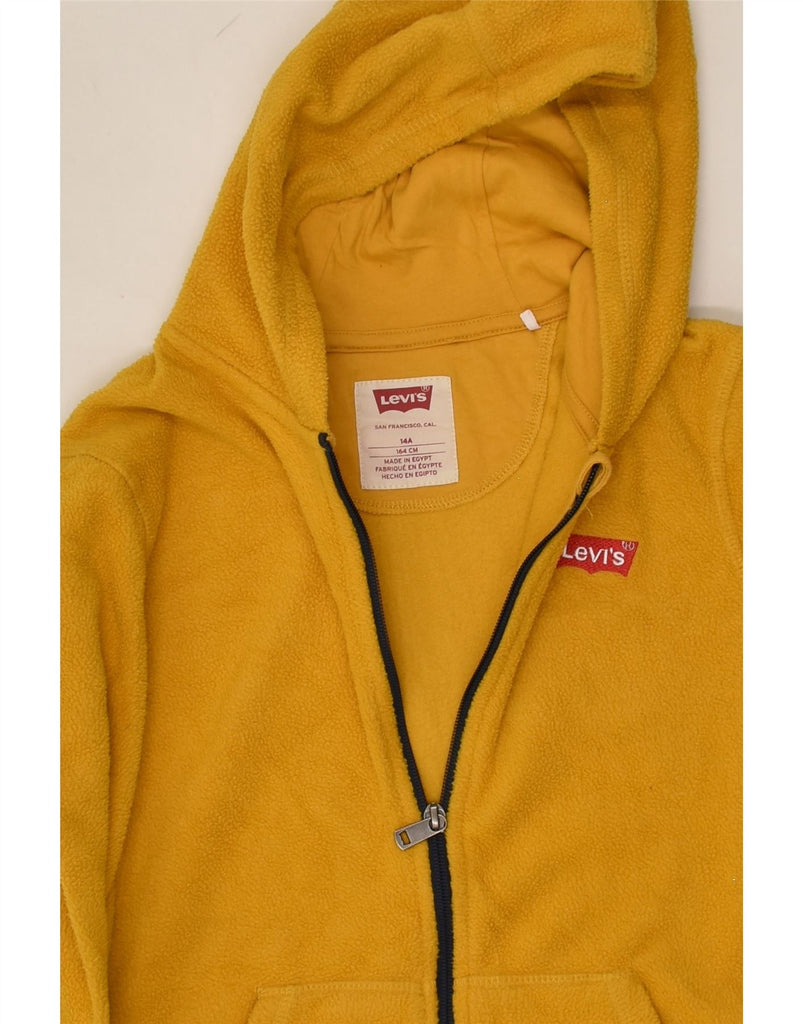 LEVI'S Boys Graphic Hooded Fleece Jacket 13-14 Years Yellow Polyester | Vintage Levi's | Thrift | Second-Hand Levi's | Used Clothing | Messina Hembry 