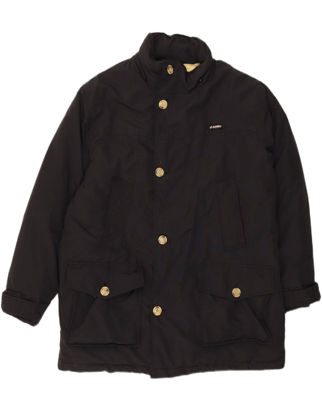 LOTTO Mens Padded Jacket UK 42 XL Black Nylon Vintage Lotto and Second-Hand Lotto from Messina Hembry 