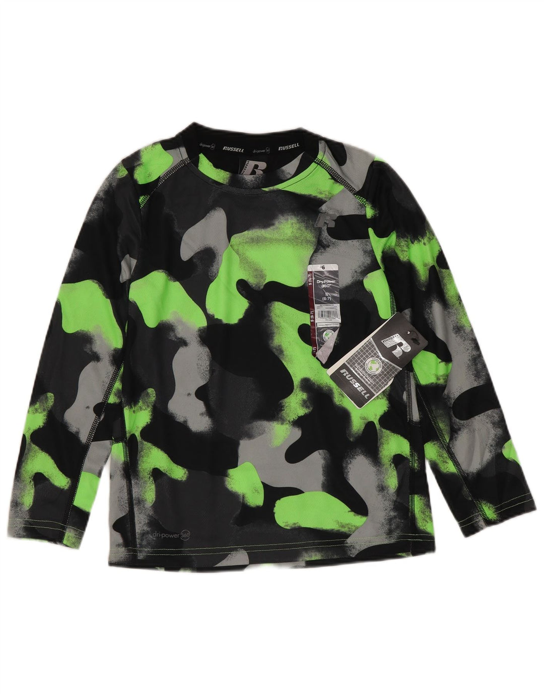 Russell Athletic Boys Dri-Power Top Long Sleeve 6-7 Years Small Black