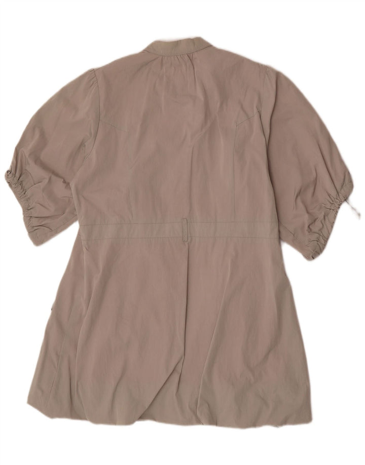 Dkny Womens 3/4 Sleeve Double Breasted Coat UK 16 Large Grey Polyester
