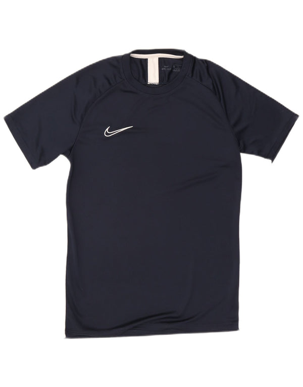 Nike Mens Dri Fit T-Shirt Top Medium Navy Blue Colourblock Polyester