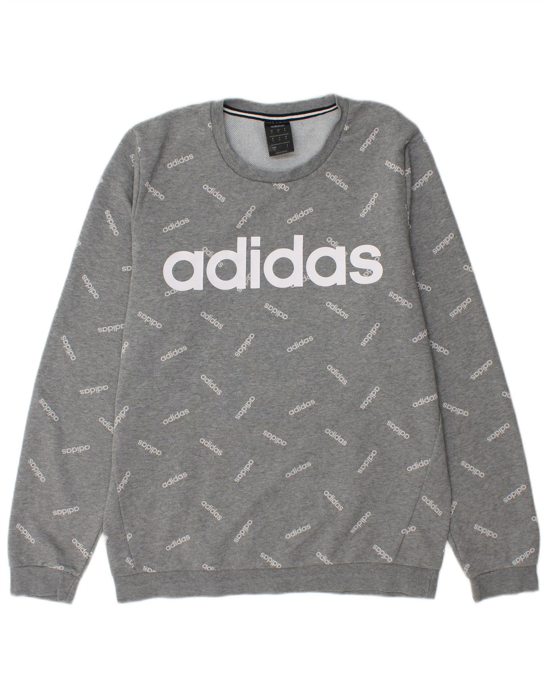 ADIDAS Mens Graphic Sweatshirt Jumper Medium Grey Cotton