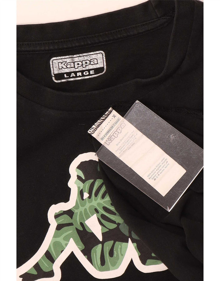 Kappa Mens Graphic T-Shirt Top Large Black Cotton