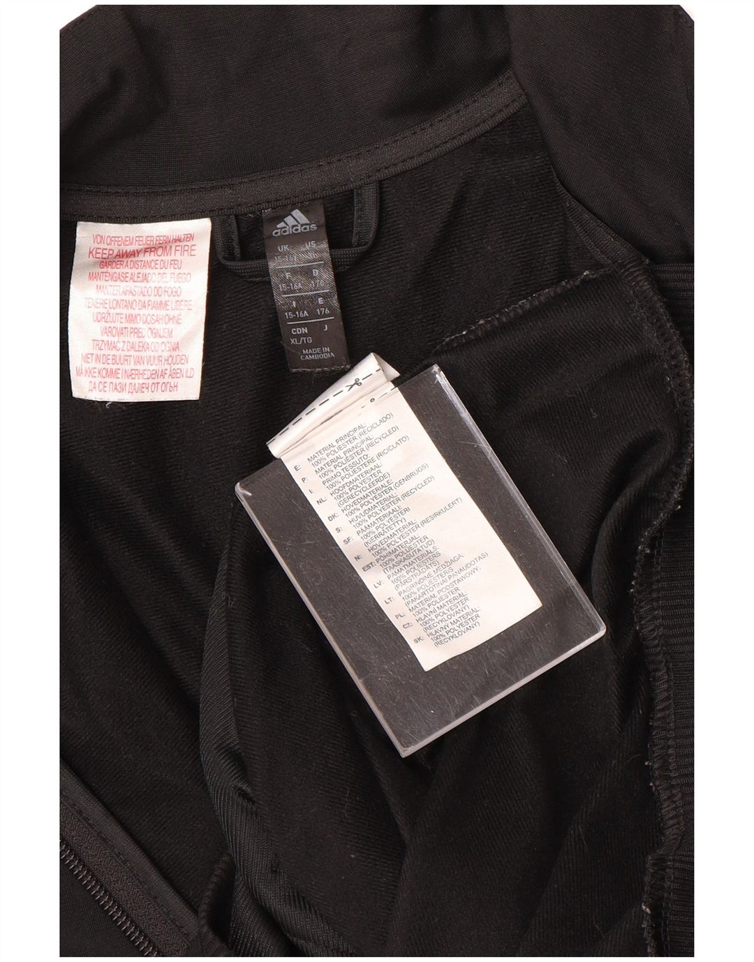 ADIDAS Boys Climalite Tracksuit Top Jacket 15-16 Years Black Polyester