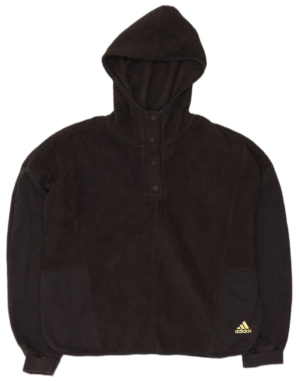 Adidas Womens Oversized Hooded Fleece Jumper UK 12/14 Medium Black