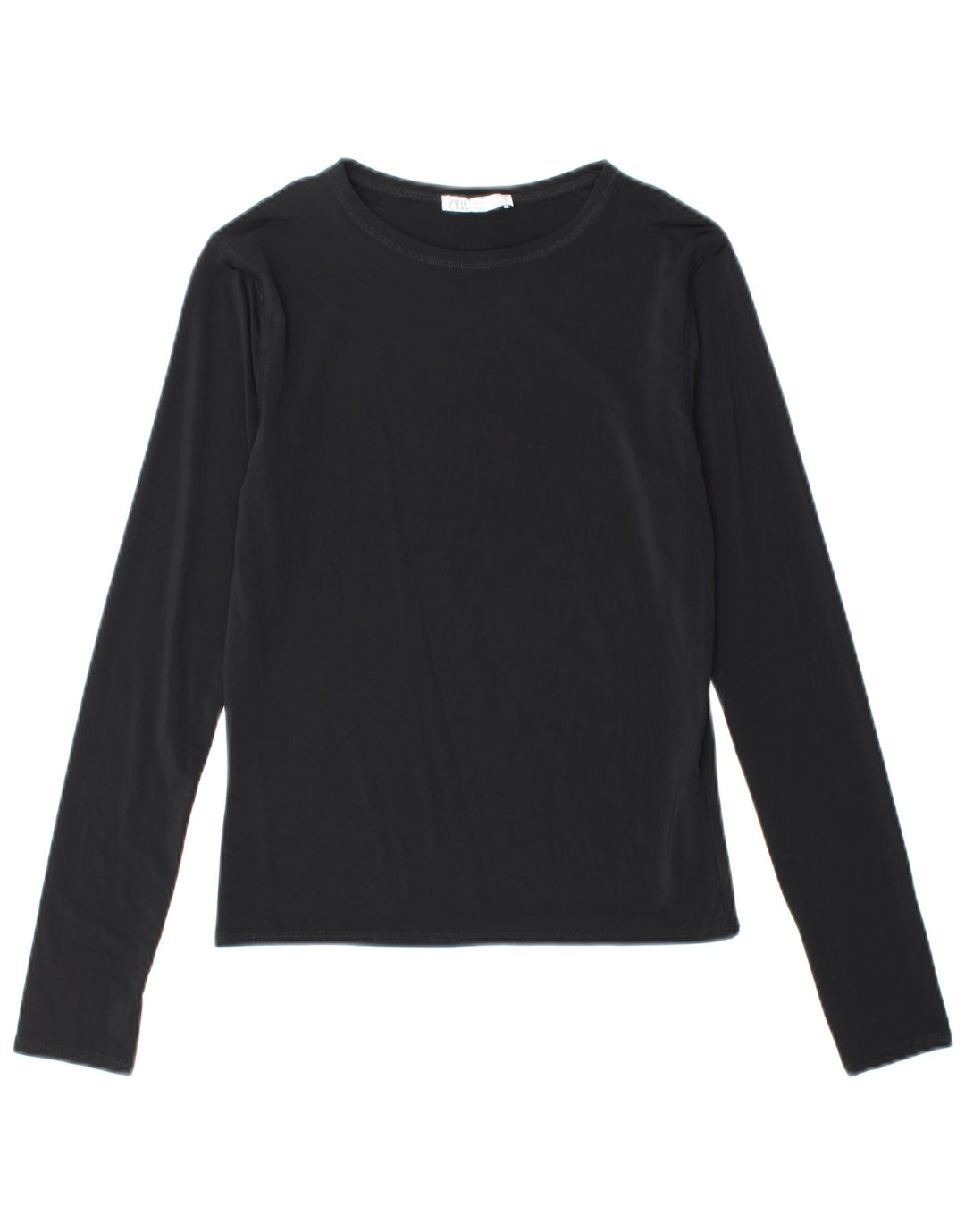 ZARA Womens Top Long Sleeve UK 14 Large Black Polyamide