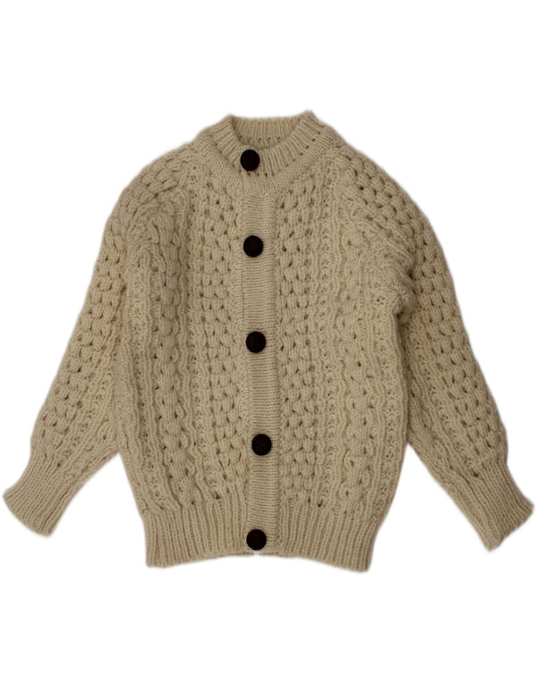 Cladyknit Boys Cardigan Sweater 3-4 Years Beige Wool
