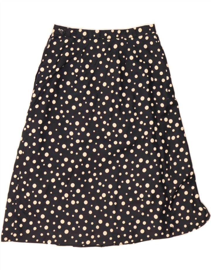 VINTAGE Womens Pleated A-Line Skirt W28 Medium  Navy Blue Polka Dot Vintage Vintage and Second-Hand Vintage from Messina Hembry 
