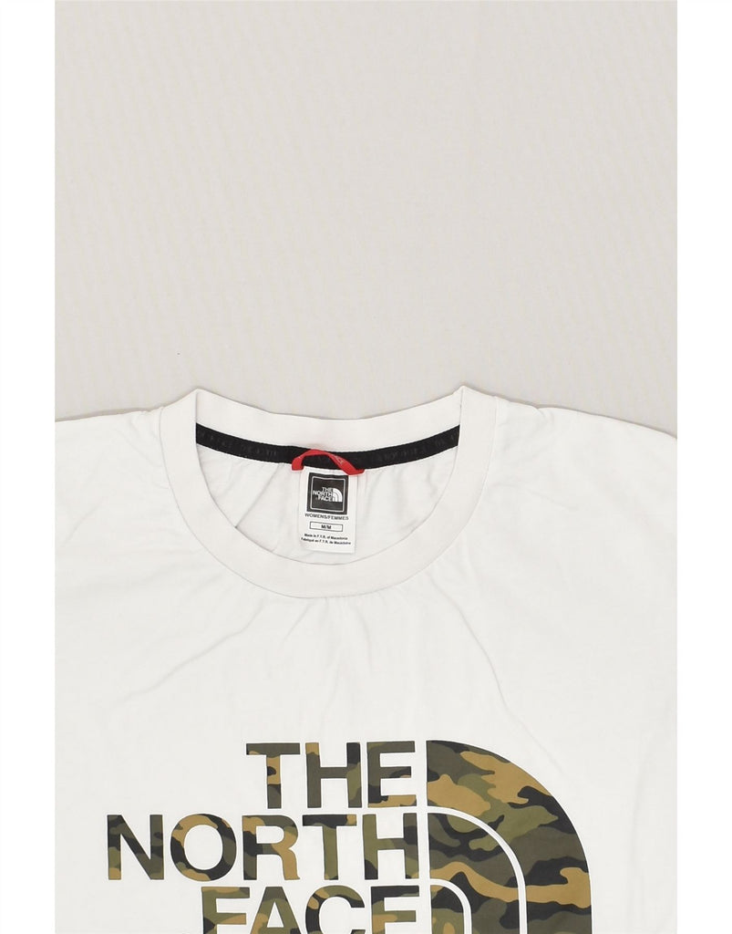 THE NORTH FACE Womens Crop Graphic T-Shirt Top UK 12 Medium White Cotton | Vintage The North Face | Thrift | Second-Hand The North Face | Used Clothing | Messina Hembry 