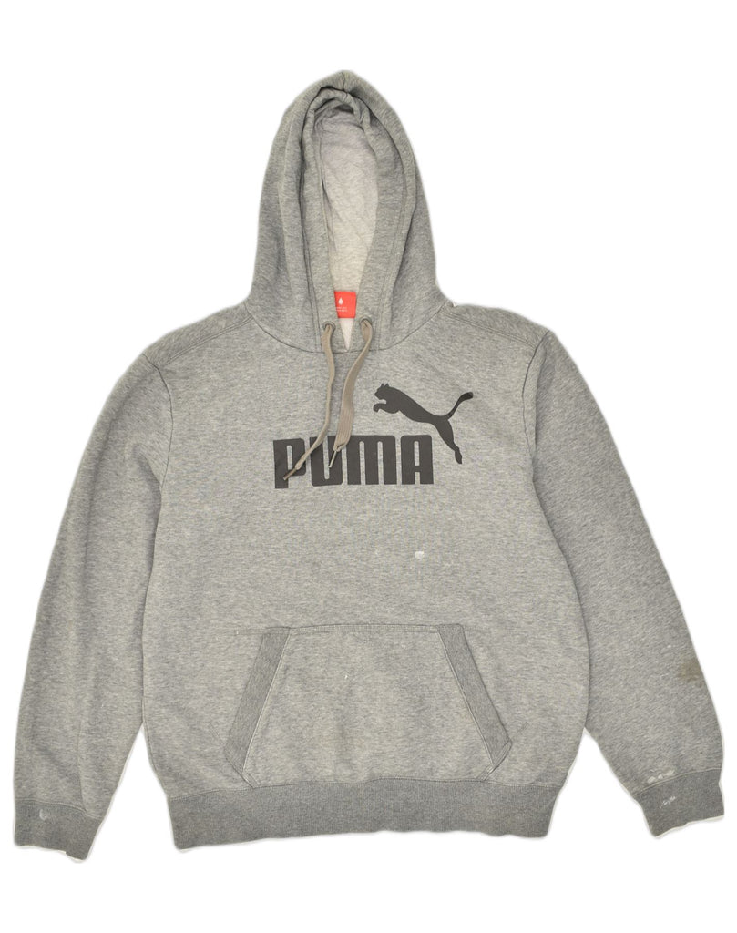 PUMA Mens Graphic Hoodie Jumper Medium Grey Cotton | Vintage Puma | Thrift | Second-Hand Puma | Used Clothing | Messina Hembry 