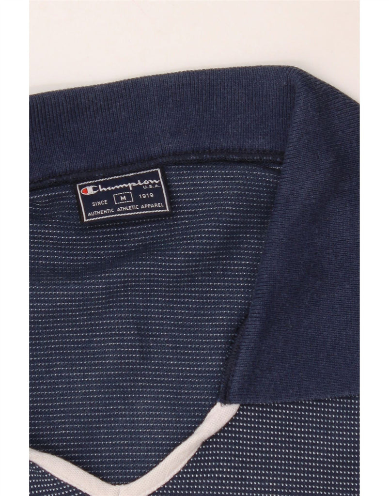 CHAMPION Womens Crop Sleeveless Polo Shirt UK 12 Medium Navy Blue Spotted Vintage Champion and Second-Hand Champion from Messina Hembry 