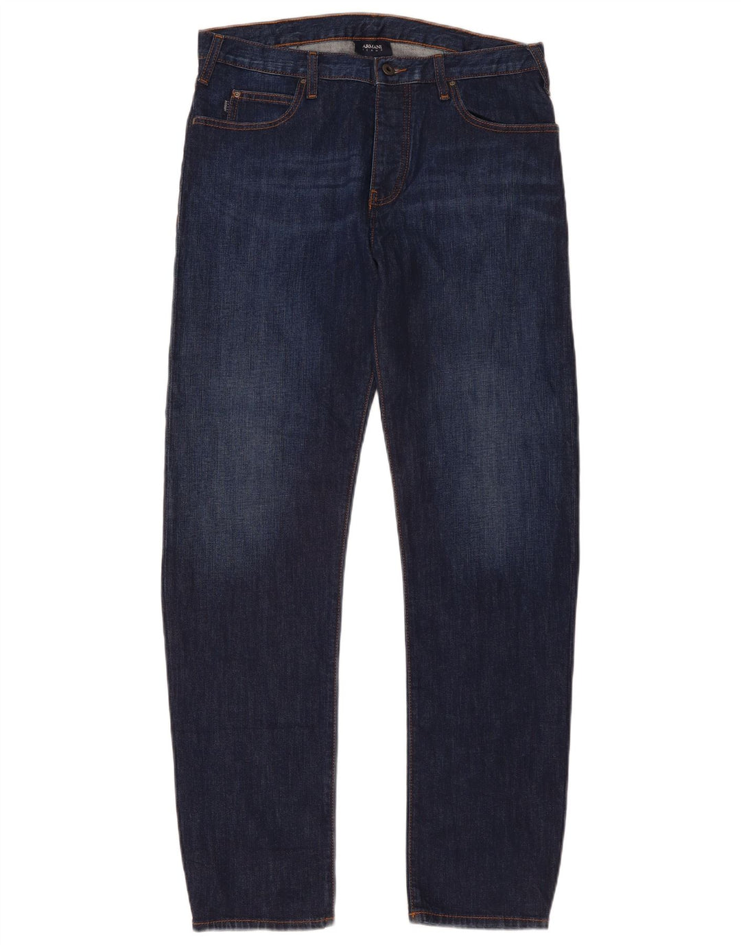 Armani Mens Straight Jeans W34 L32 Navy Blue Cotton